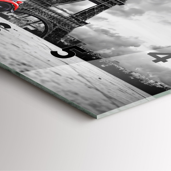 Wanduhr quadratisch mit motiv Effelturm Paris