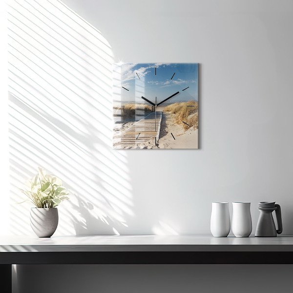Wanduhr quadratisch Blick auf den Strand