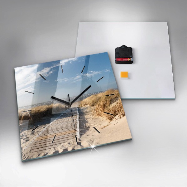 Wanduhr quadratisch Blick auf den Strand