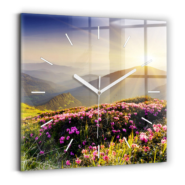 Wanduhr quadratisch Berglandschaft