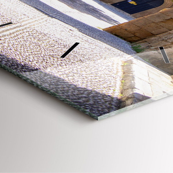 Wanduhr quadratisch mit motiv Malerische Straße von Rhodos