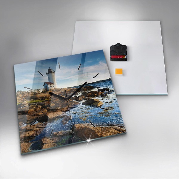 Wanduhr quadratisch mit motiv Annisquam-Leuchtturm