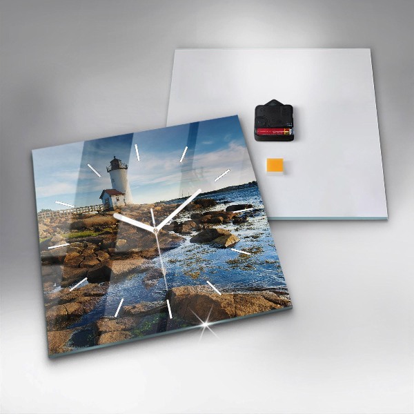 Wanduhr quadratisch mit motiv Annisquam-Leuchtturm