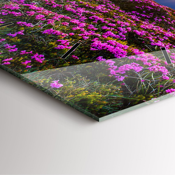 Wanduhr quadratisch Sonnenaufgang Blumen