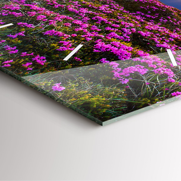 Wanduhr quadratisch Sonnenaufgang Blumen