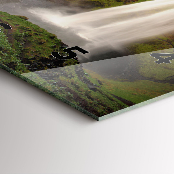 Wanduhr quadratisch mit motiv Wasserfall in Island