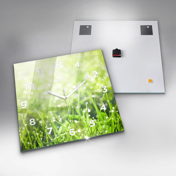 Wanduhr quadratisch Grünes Gras