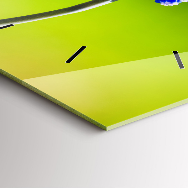 Wanduhr modern quadratisch Blaue Blumen