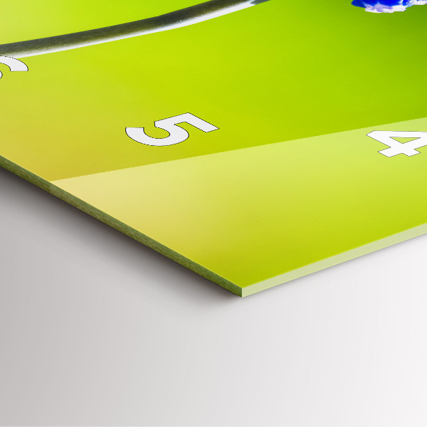 Wanduhr modern quadratisch Blaue Blumen