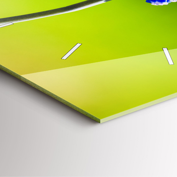 Wanduhr modern quadratisch Blaue Blumen