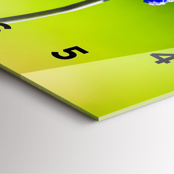 Wanduhr modern quadratisch Blaue Blumen