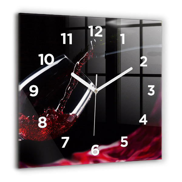 Wanduhr modern quadratisch Rotwein