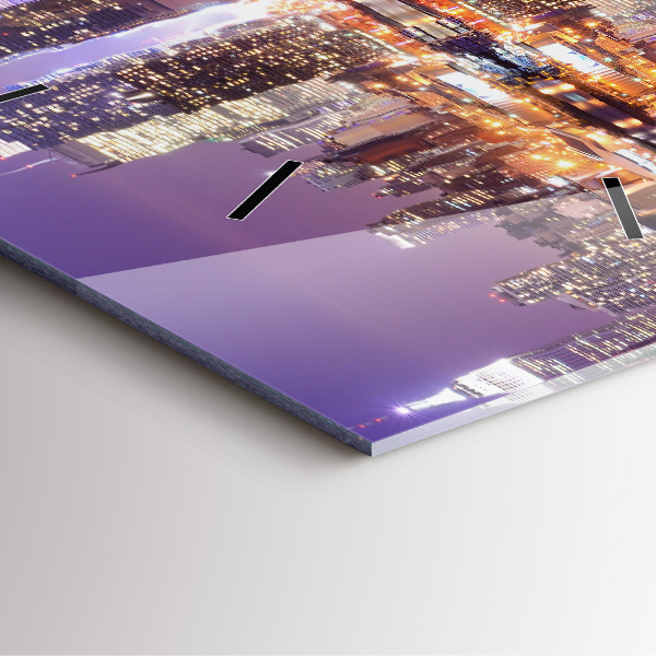 Wanduhr quadratisch mit motiv New York bei Nacht