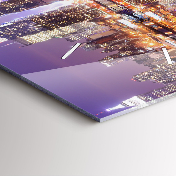 Wanduhr quadratisch mit motiv New York bei Nacht