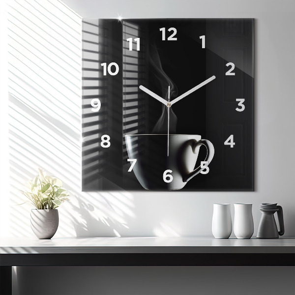 Wanduhr quadratisch mit motiv Tasse Kaffee