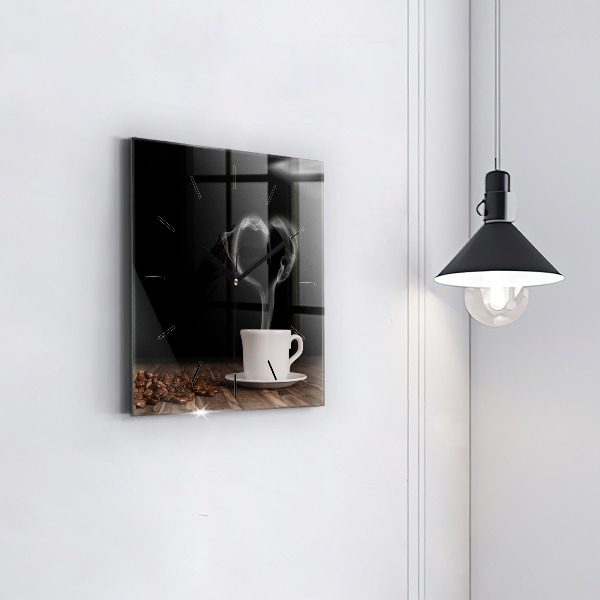 Wanduhr quadratisch Tasse heißer Kaffee