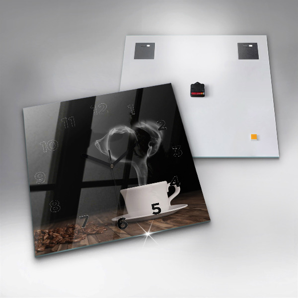 Wanduhr quadratisch Tasse heißer Kaffee