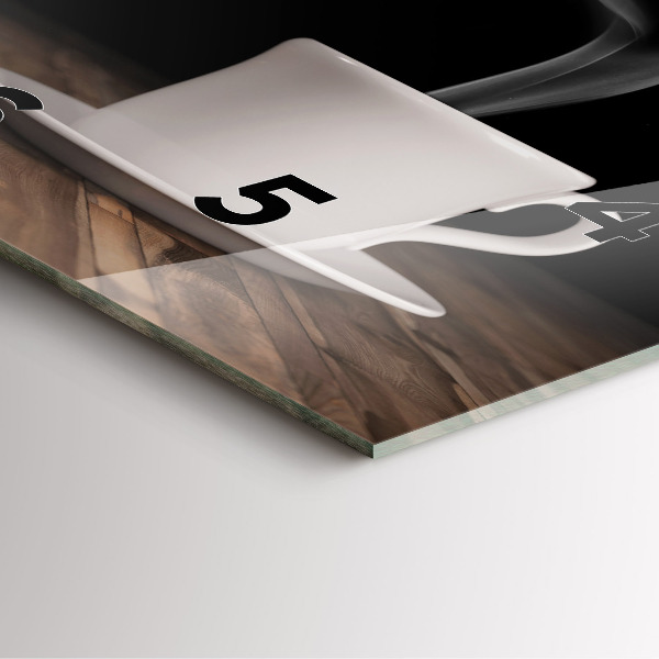 Wanduhr quadratisch Tasse heißer Kaffee