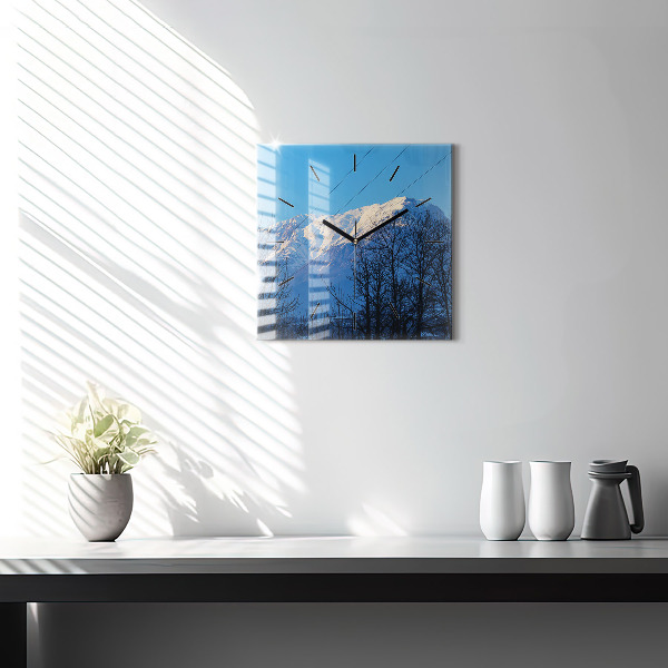Wanduhr quadratisch Aussicht auf die Berge