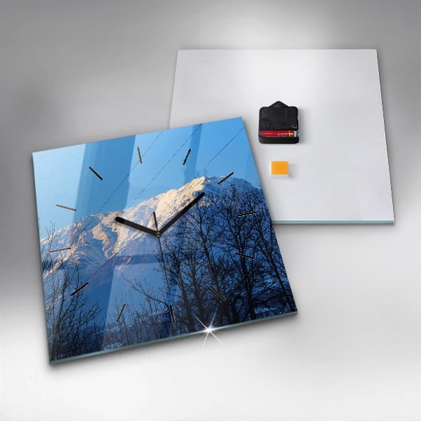 Wanduhr quadratisch Aussicht auf die Berge