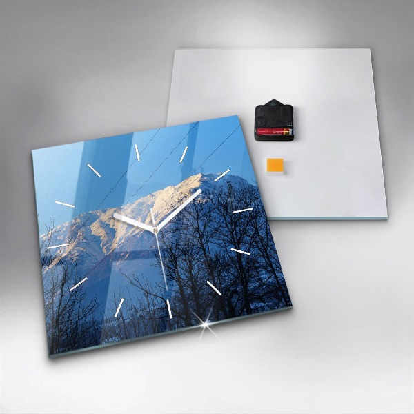 Wanduhr quadratisch Aussicht auf die Berge