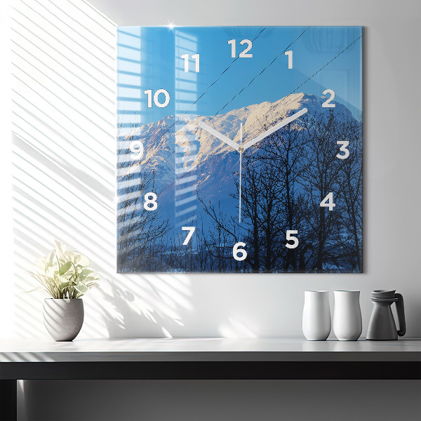 Wanduhr quadratisch Aussicht auf die Berge