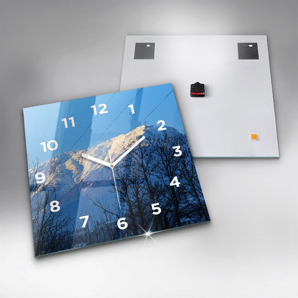 Wanduhr quadratisch Aussicht auf die Berge