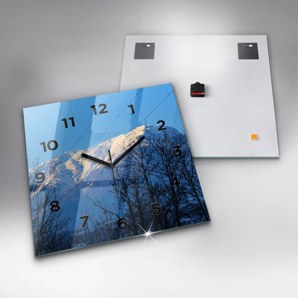 Wanduhr quadratisch Aussicht auf die Berge