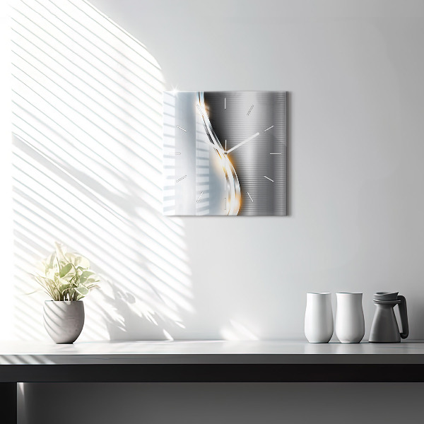 Wanduhr modern quadratisch Metall-Abstraktion