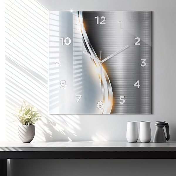 Wanduhr modern quadratisch Metall-Abstraktion