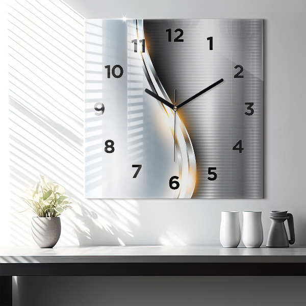 Wanduhr modern quadratisch Metall-Abstraktion