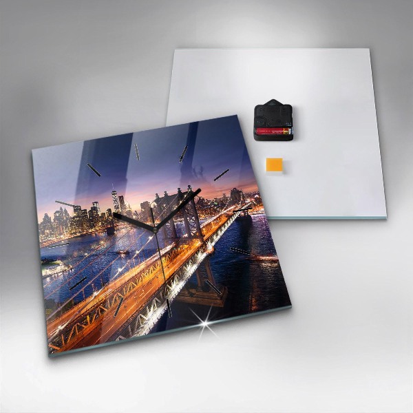 Wanduhr modern quadratisch New York und der Sonnenuntergang