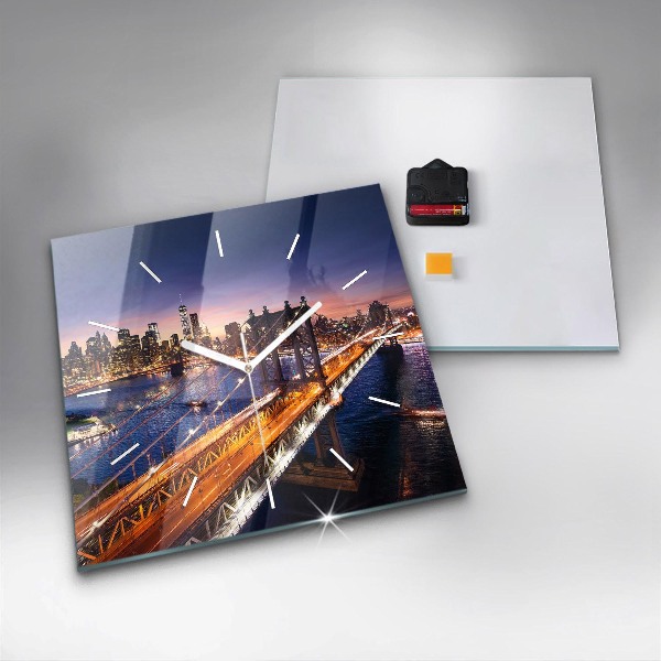 Wanduhr modern quadratisch New York und der Sonnenuntergang