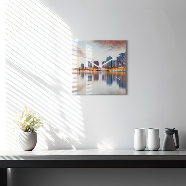 Wanduhr modern quadratisch Panorama mit dem Eiffelturm