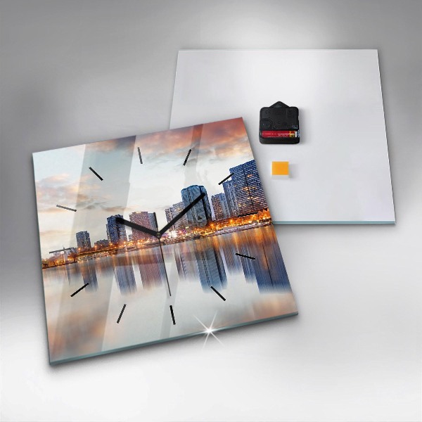 Wanduhr modern quadratisch Panorama mit dem Eiffelturm