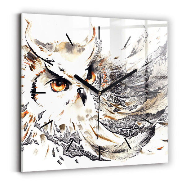 Wanduhr quadratisch Eule Symbol der Weisheit