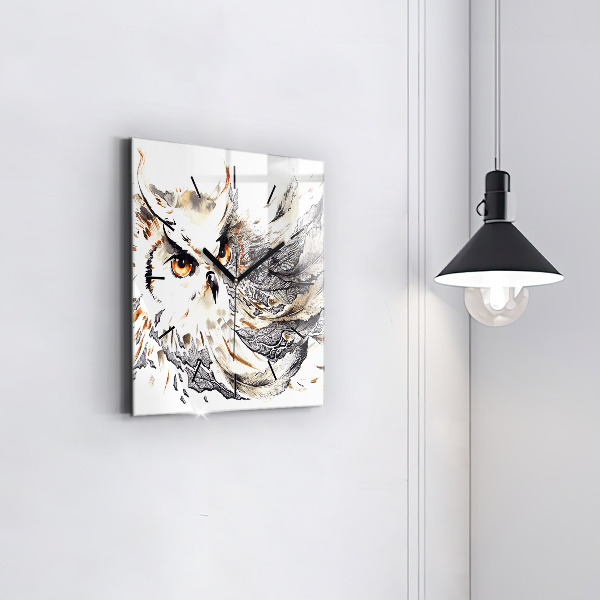Wanduhr quadratisch Eule Symbol der Weisheit