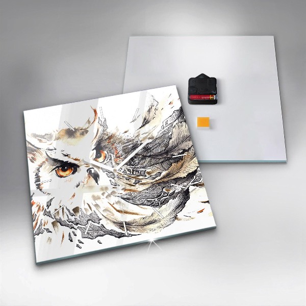 Wanduhr quadratisch Eule Symbol der Weisheit