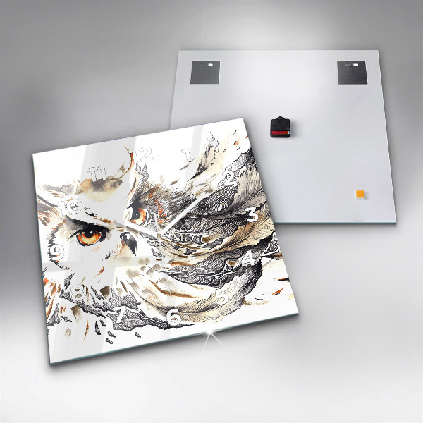 Wanduhr quadratisch Eule Symbol der Weisheit