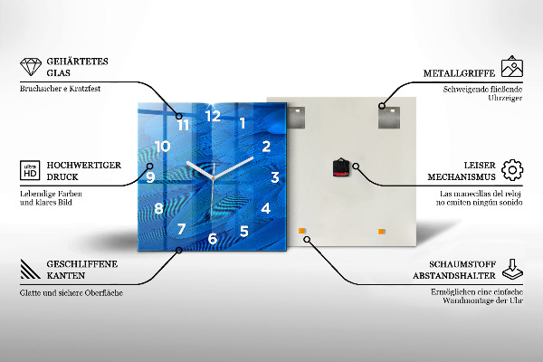 Wanduhr quadratisch mit motiv Abstrakte Wellen