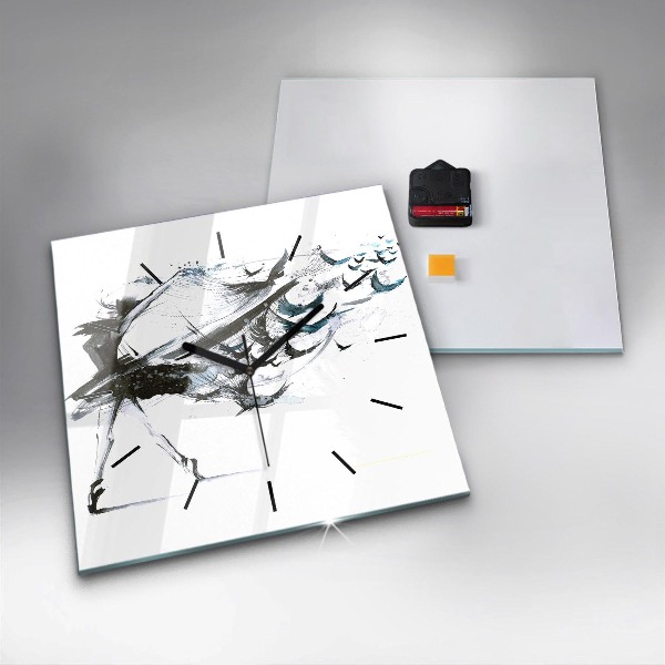 Wanduhr quadratisch mit motiv Frau tanzt Ballett