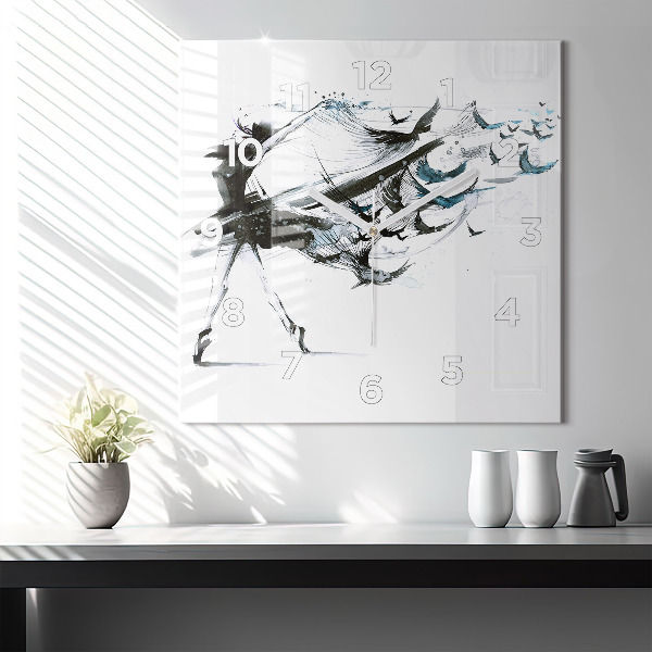 Wanduhr quadratisch mit motiv Frau tanzt Ballett