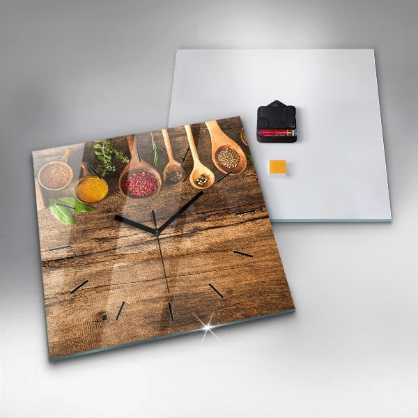 Wanduhr modern quadratisch Löffelweise Gewürze