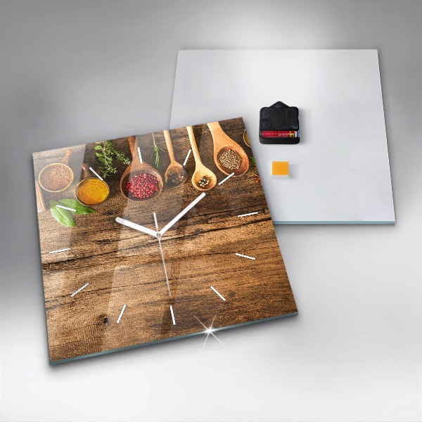 Wanduhr modern quadratisch Löffelweise Gewürze