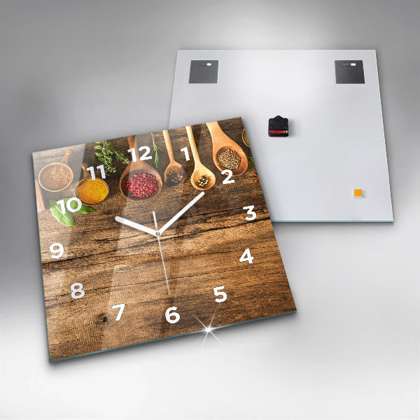 Wanduhr modern quadratisch Löffelweise Gewürze