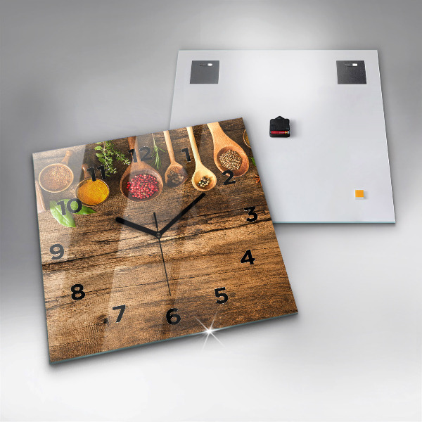 Wanduhr modern quadratisch Löffelweise Gewürze