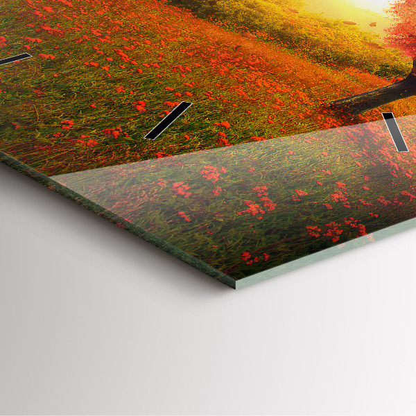 Wanduhr quadratisch mit motiv Liebesherz Baum