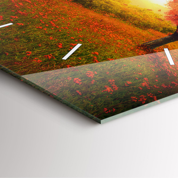 Wanduhr quadratisch mit motiv Liebesherz Baum