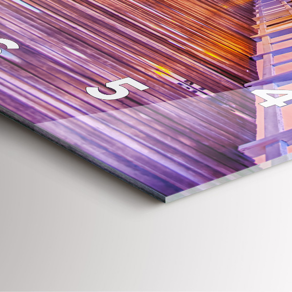 Wanduhr quadratisch mit motiv Brücke im Hafen am Abend