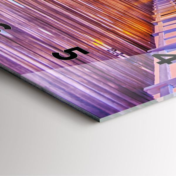 Wanduhr quadratisch mit motiv Brücke im Hafen am Abend